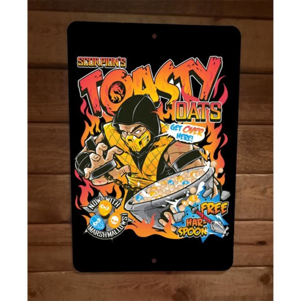 Scorpions Toasty Oats Cereal Funny Mortal Kombat Parody 8x12 Metal Wall Sign